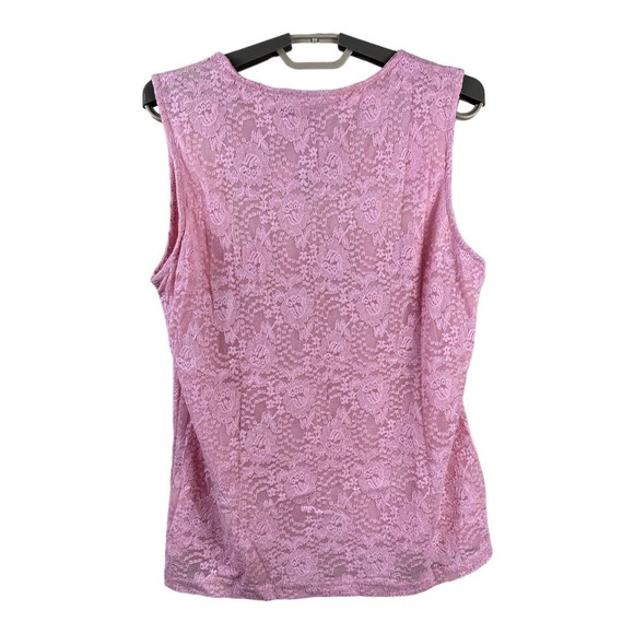 NWT CROFT & BARROW Short Waisted Soft Stretch Sleeveless Pink Shirt Top LARGE - Picture 6 of 8